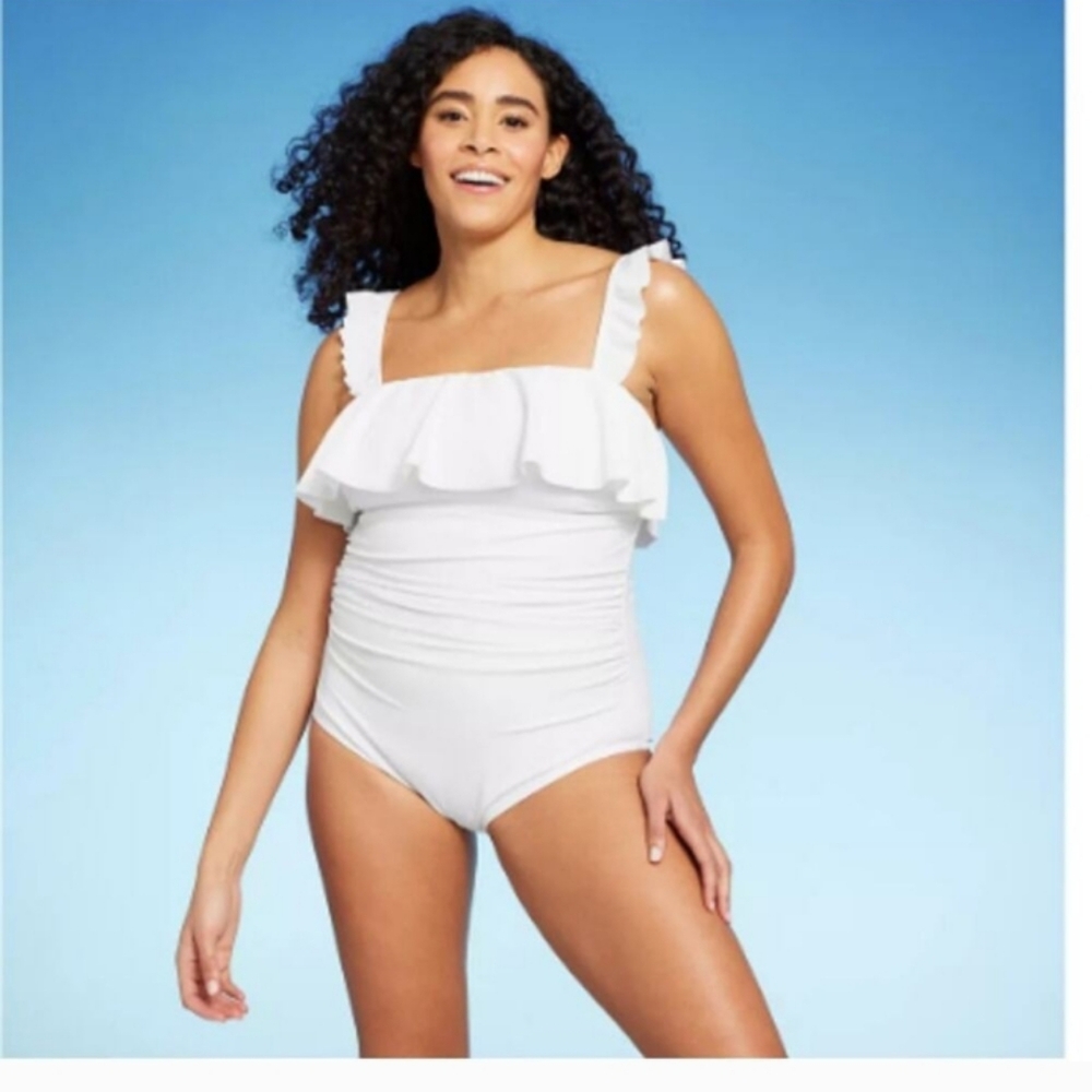 White Ruffled Swimsuit